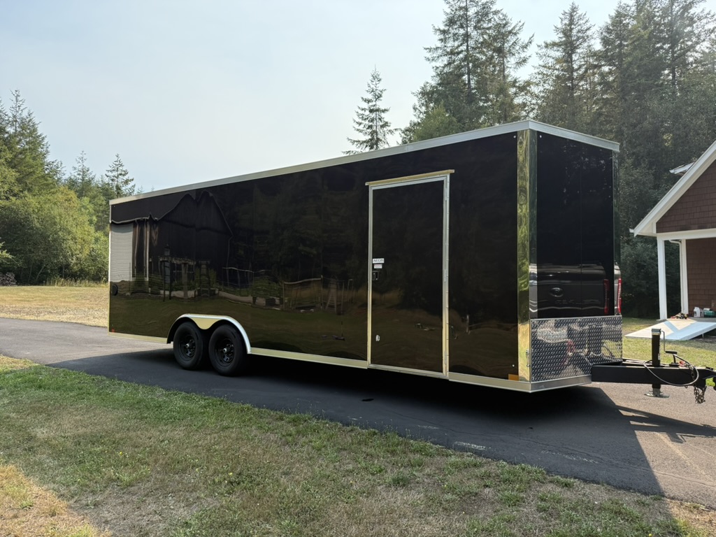 Black enclosed trailer side profile