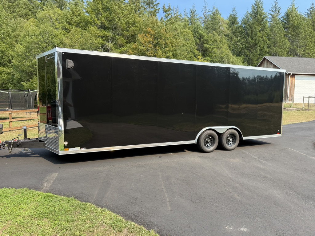 Trailer parked on lawn